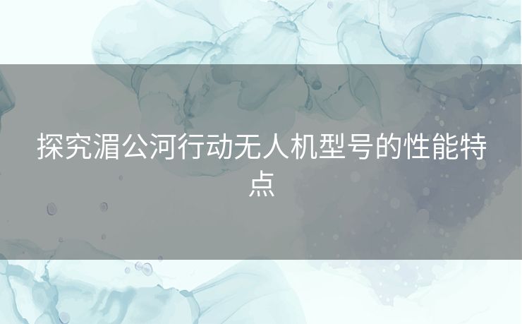 探究湄公河行动无人机型号的性能特点