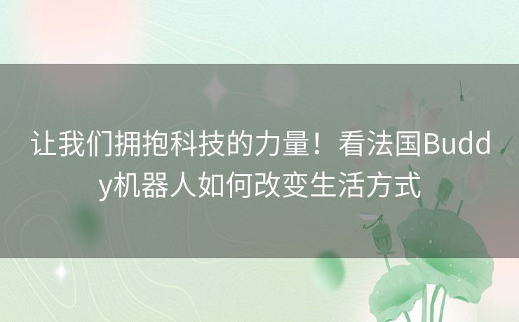 让我们拥抱科技的力量！看法国Buddy机器人如何改变生活方式