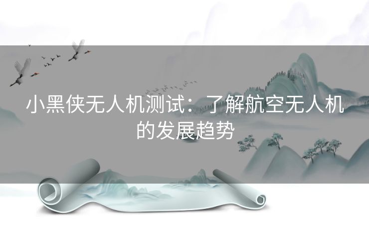 小黑侠无人机测试：了解航空无人机的发展趋势