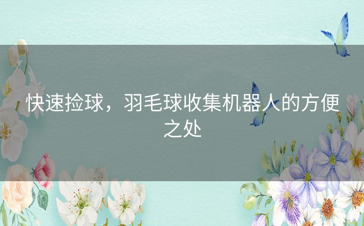 快速捡球，羽毛球收集机器人的方便之处
