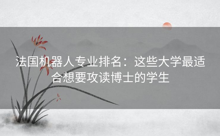 法国机器人专业排名：这些大学最适合想要攻读博士的学生