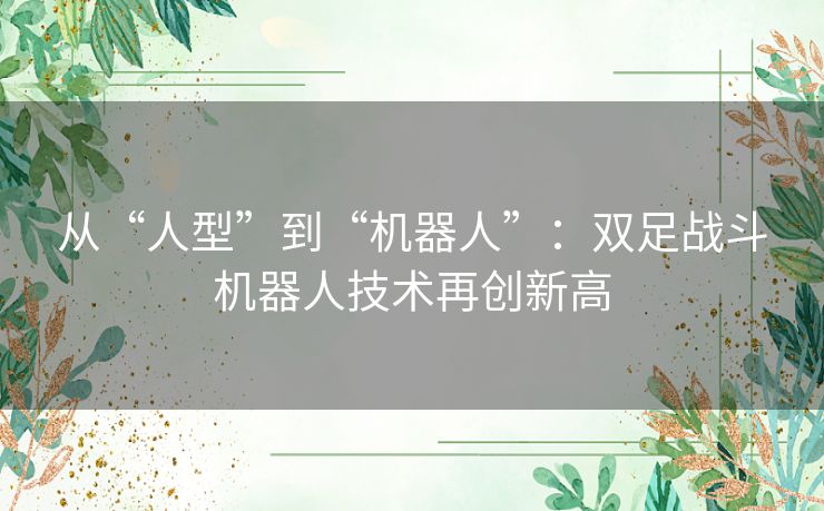 从“人型”到“机器人”：双足战斗机器人技术再创新高