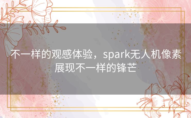 不一样的观感体验，spark无人机像素展现不一样的锋芒