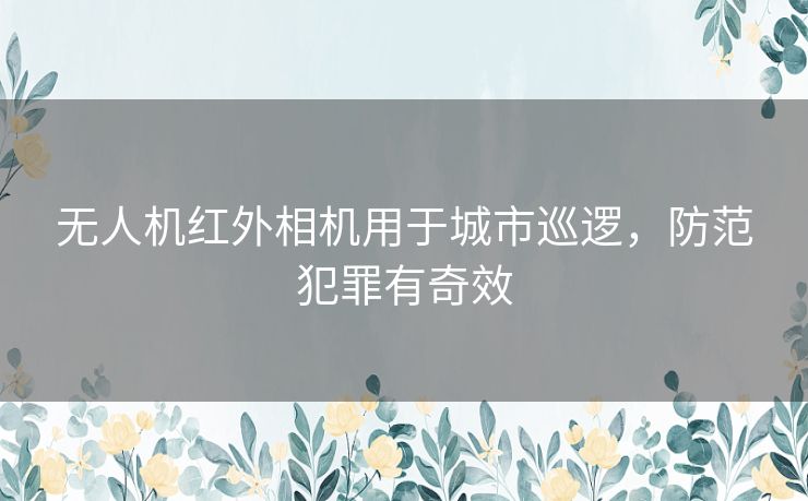无人机红外相机用于城市巡逻，防范犯罪有奇效