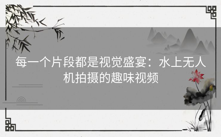每一个片段都是视觉盛宴：水上无人机拍摄的趣味视频