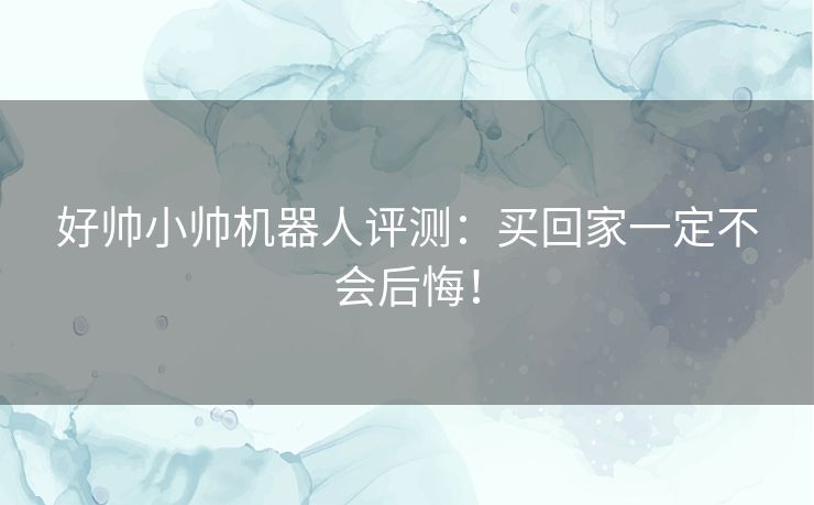 好帅小帅机器人评测：买回家一定不会后悔！