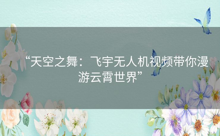 “天空之舞：飞宇无人机视频带你漫游云霄世界”