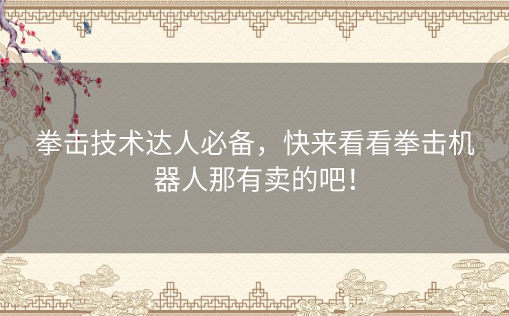 拳击技术达人必备，快来看看拳击机器人那有卖的吧！
