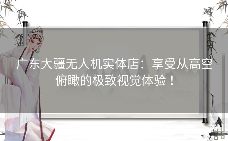 广东大疆无人机实体店：享受从高空俯瞰的极致视觉体验 ！