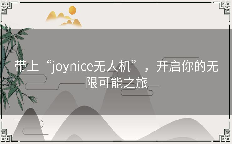 带上“joynice无人机”，开启你的无限可能之旅