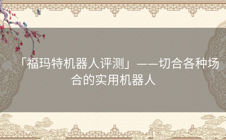 「福玛特机器人评测」——切合各种场合的实用机器人
