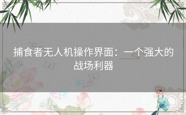 捕食者无人机操作界面：一个强大的战场利器