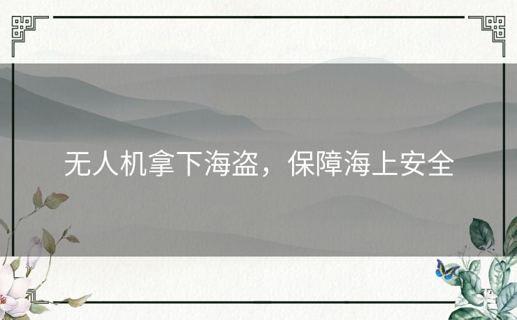 无人机拿下海盗，保障海上安全