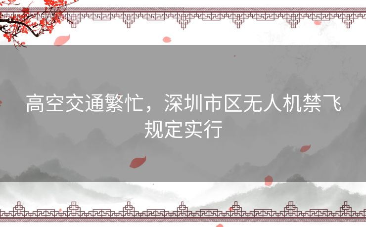高空交通繁忙，深圳市区无人机禁飞规定实行