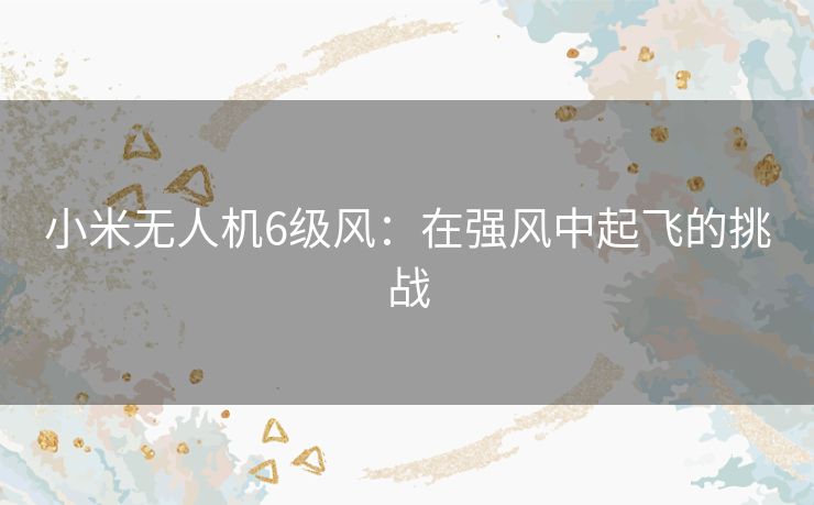 小米无人机6级风：在强风中起飞的挑战