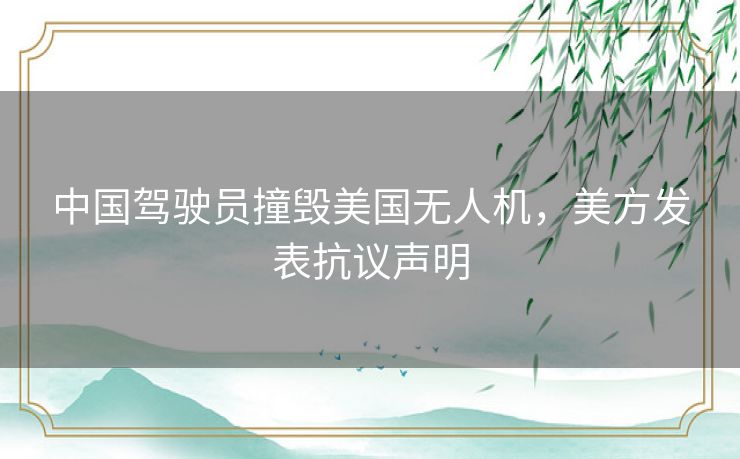 中国驾驶员撞毁美国无人机，美方发表抗议声明
