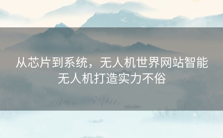 从芯片到系统，无人机世界网站智能无人机打造实力不俗