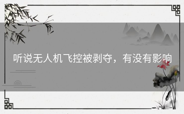 听说无人机飞控被剥夺，有没有影响