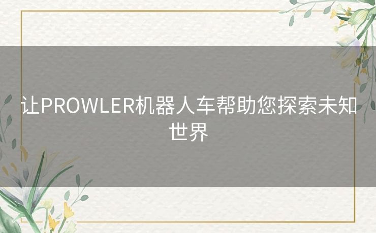 让PROWLER机器人车帮助您探索未知世界