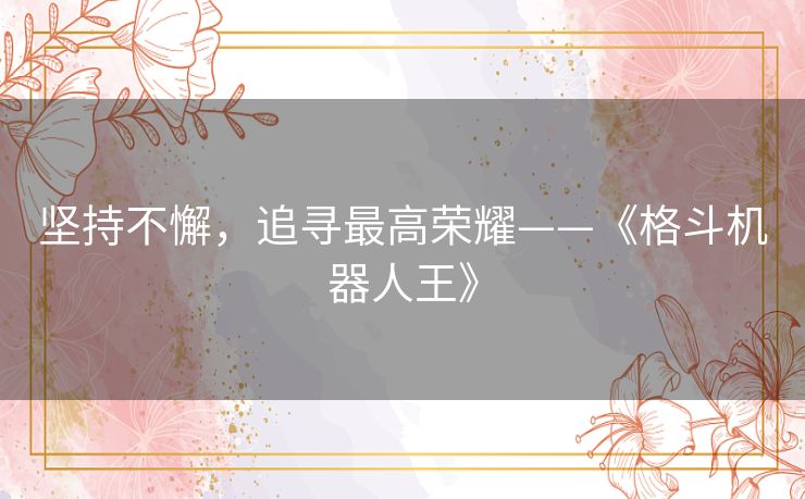 坚持不懈，追寻最高荣耀——《格斗机器人王》