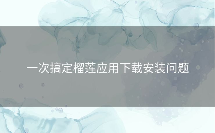 一次搞定榴莲应用下载安装问题