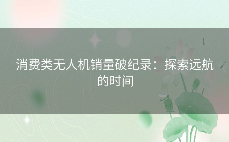 消费类无人机销量破纪录：探索远航的时间
