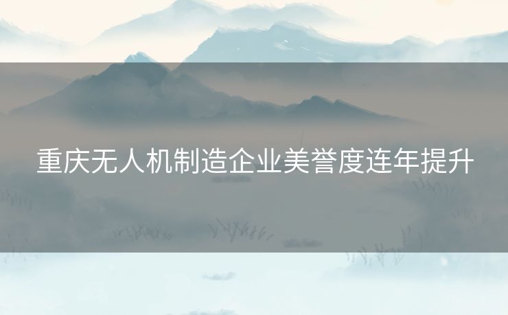 重庆无人机制造企业美誉度连年提升
