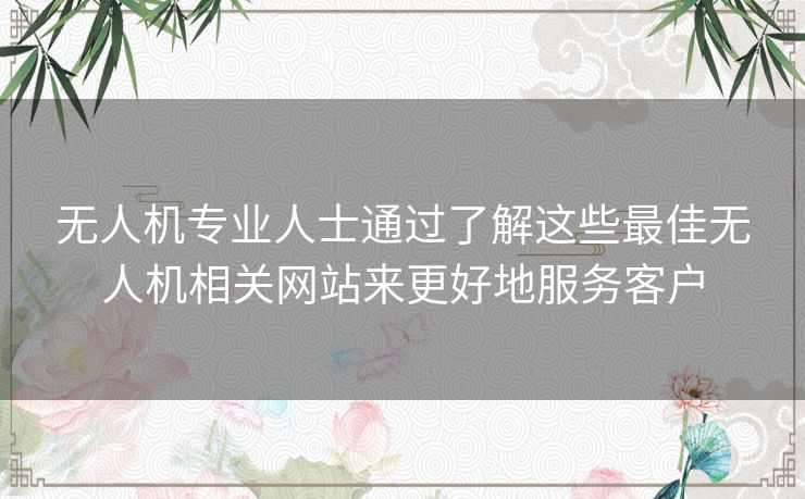 无人机专业人士通过了解这些最佳无人机相关网站来更好地服务客户
