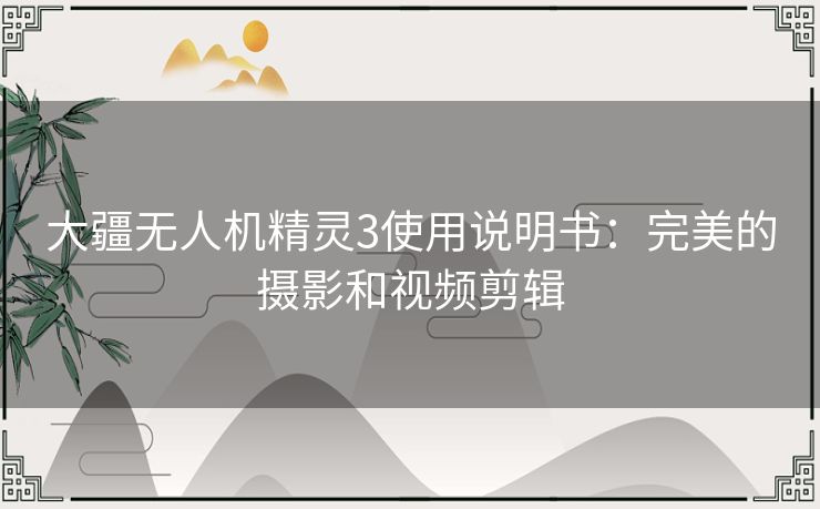 大疆无人机精灵3使用说明书：完美的摄影和视频剪辑