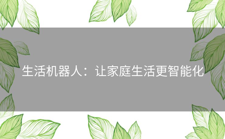 生活机器人：让家庭生活更智能化