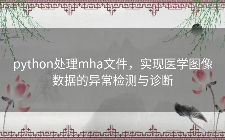 python处理mha文件，实现医学图像数据的异常检测与诊断