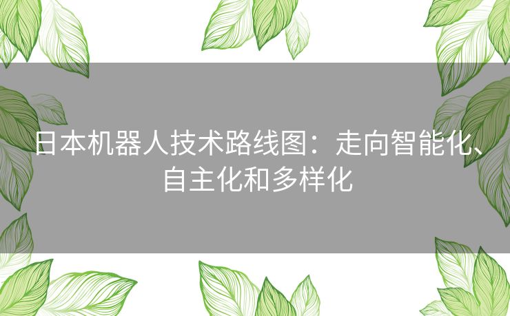 日本机器人技术路线图：走向智能化、自主化和多样化