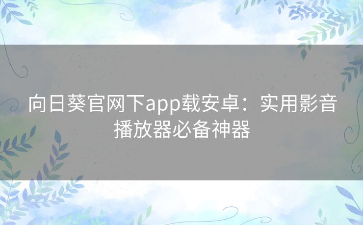 向日葵官网下app载安卓：实用影音播放器必备神器