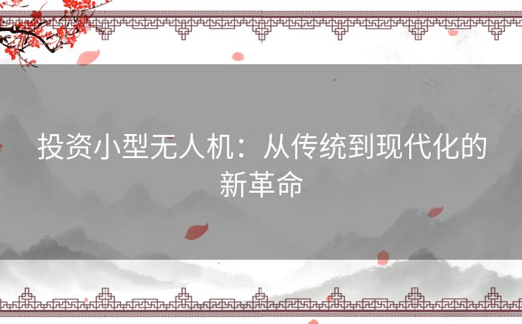 投资小型无人机：从传统到现代化的新革命