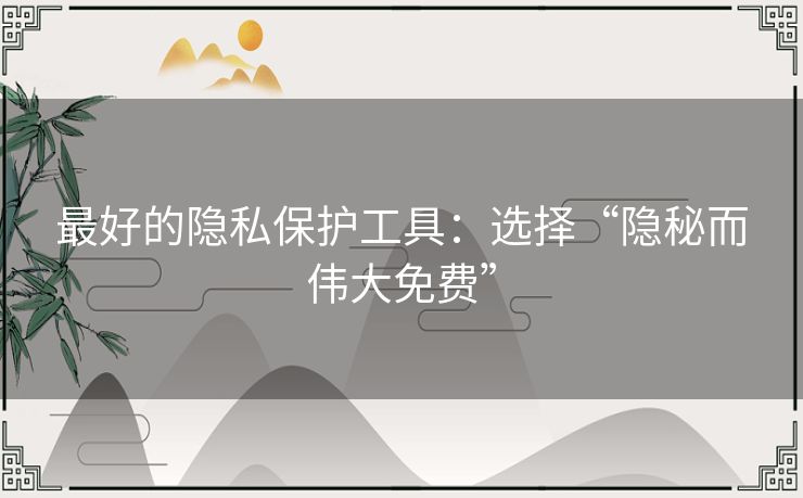 最好的隐私保护工具：选择“隐秘而伟大免费”