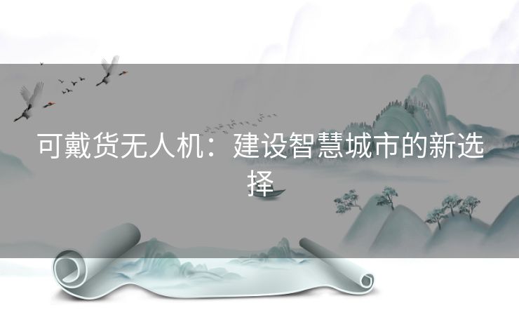 可戴货无人机：建设智慧城市的新选择