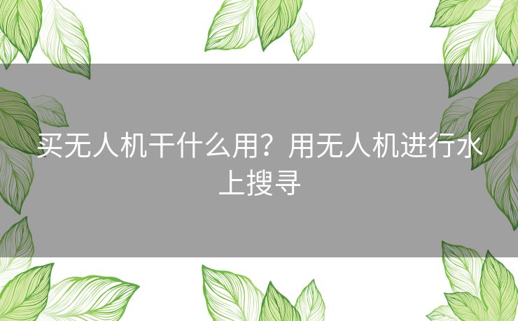 买无人机干什么用？用无人机进行水上搜寻