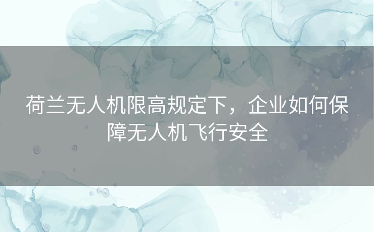 荷兰无人机限高规定下，企业如何保障无人机飞行安全