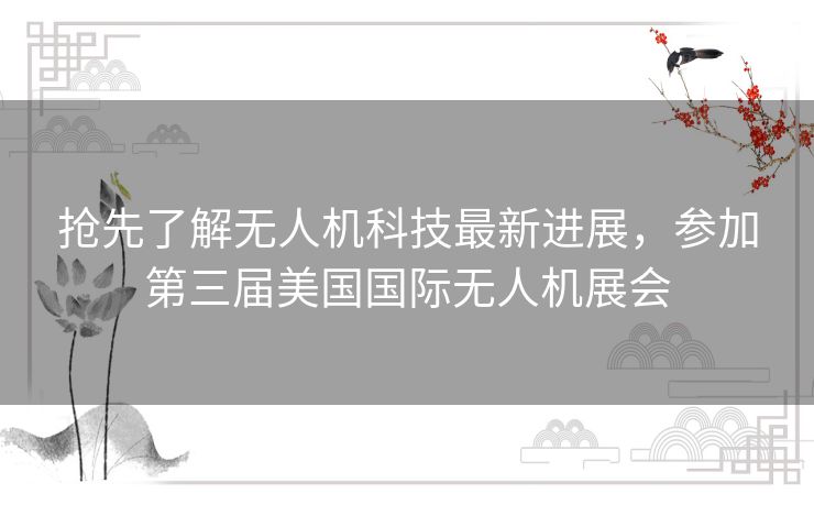 抢先了解无人机科技最新进展，参加第三届美国国际无人机展会