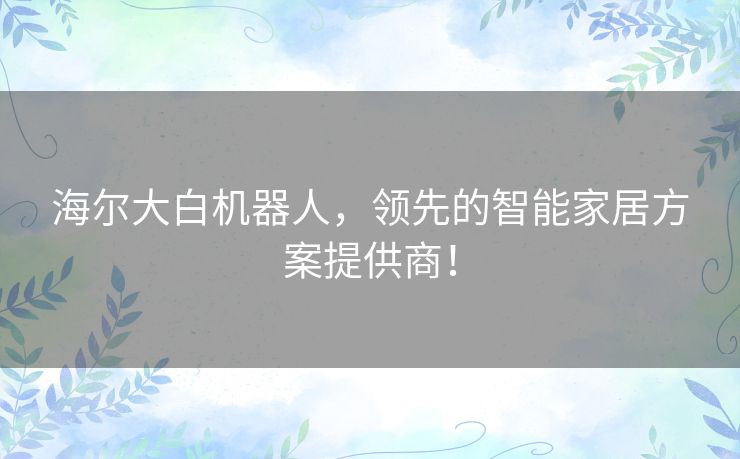 海尔大白机器人，领先的智能家居方案提供商！