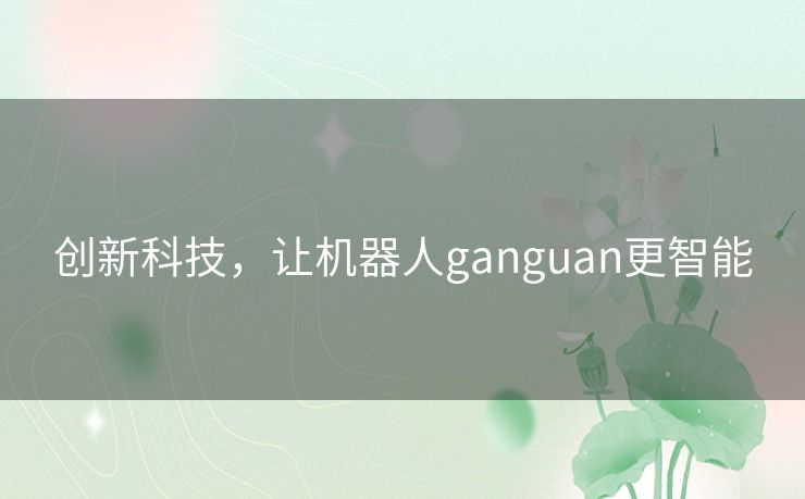 创新科技，让机器人ganguan更智能